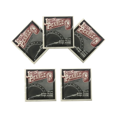 John Pearse Banjo Strings 5 Pack 80/20 Bronze Wound Light Gauge Extra Long