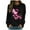 Black, variant on WREESH Women's Pink Ribbon Cancer Awareness Sweatshirt Casual Graphic Long Sleeve Top Black