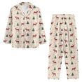 thumbnail image 4 of SCRAWLGOD Deer Long Sleeve Pajama for Women Button Up Pj for Womens Christmas Tree Pajamas Size 3XL V Neck 2 Pjs Sets Elastic Ladies Jogger Pjs Set with Pockets, 4 of 7