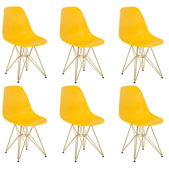 Eiffel Dining Chair with Gold Base - Yellow