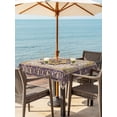 thumbnail image 4 of Square Outdoor Tablecloth with Umbrella Hole Bohemia Outside Table Cloth Waterproof Patio Table Cover Vintage Aztec Ethnic Tribal Style Yellow Zipper Tablecloths for Picnic Party Camping 60x60 Inch, 4 of 8