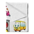 thumbnail image 2 of Cartoon Soft Flannel Fleece Throw Blanket, Style Urban Public Transportation Characters with Smiling Friendly Faces, Cozy Plush for Indoor and Outdoor Use, 50" x 70", Multicolor, by Ambesonne, 2 of 5