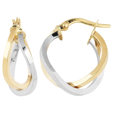 KoolJewelry 10k Two-tone Gold High Polish Overlap Hoop Earrings