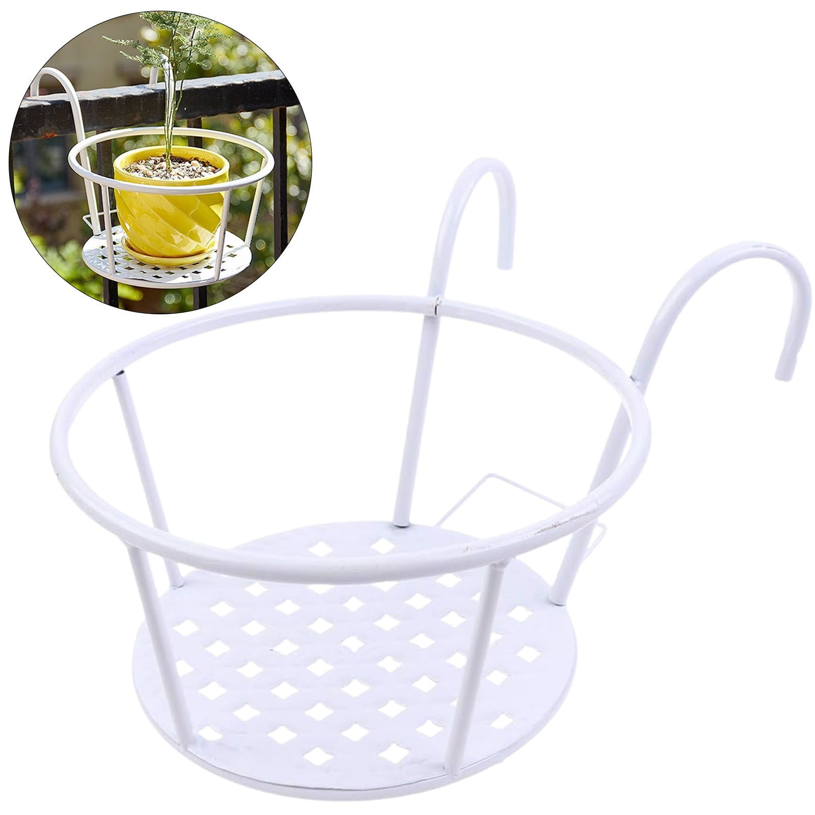 XKHZJL Hanging Planter Shelf Decorative Flower Pot Plant Holder, Iron Hanging Plant Holder Over The Rail Metal Fence Planters, Hanging Bucket Flower Pot Holder for Patio Balcony Outdoor Plants