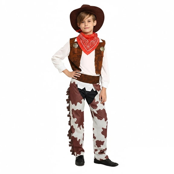 Cowboy Outfits for Boys Sleeveless Cowboy Vest Hat Set Western Outfits Halloween Boys Size S-L