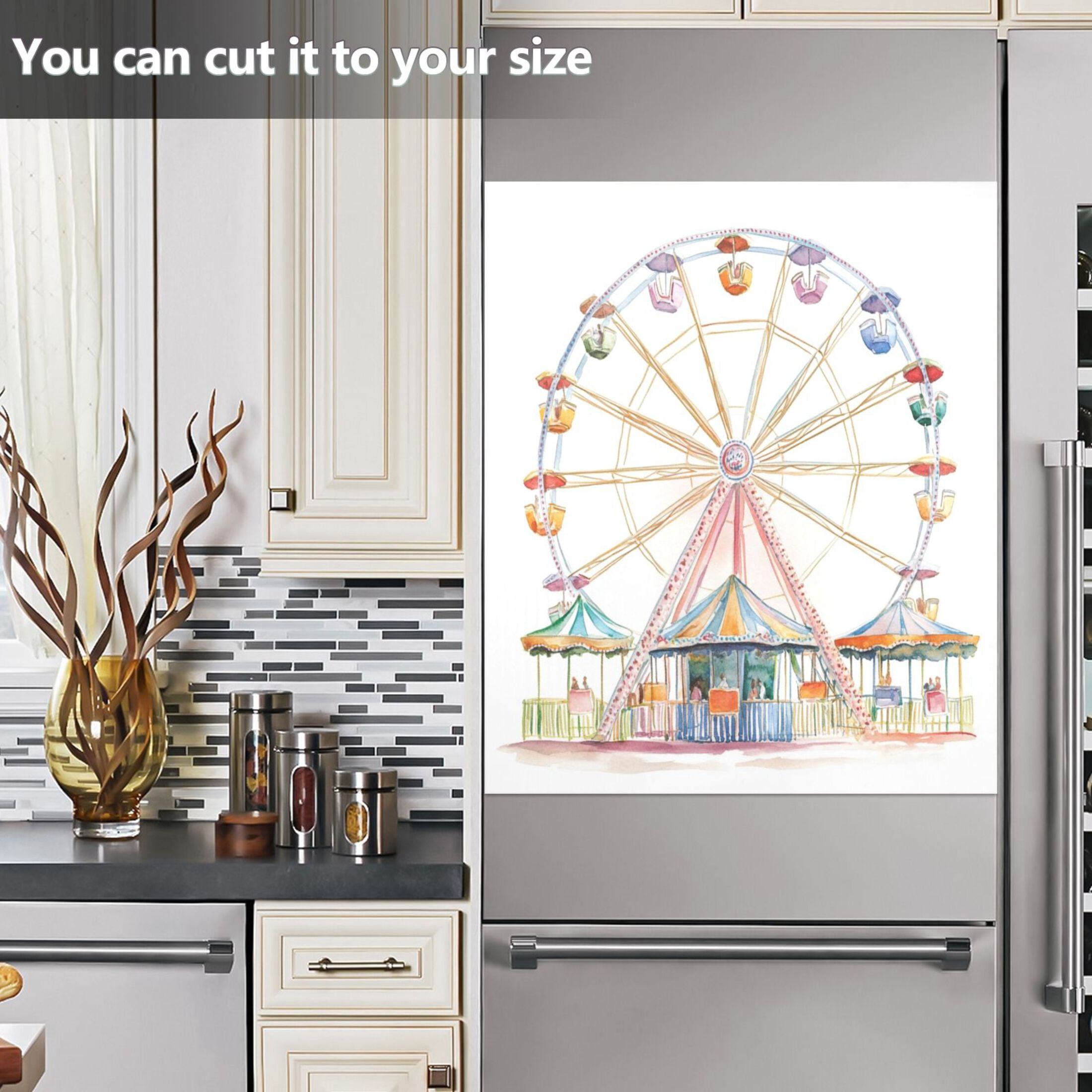 Dishwasher Magnetic Sticker 23x26 Inch Refrigerator Magnetic Sticker Washing Machine Magnetic Sticker Kitchen Panel Magnetic Sticker Home Decor Beautiful Ferris Wheel