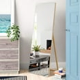 Full Length Standing Floor Mirror with Wood Frame, Natural, 65" x 22 ...