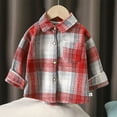 thumbnail image 2 of TOWED22 Toddler Baby Boys Plaid Flannel Shirt Long Sleeve Button Down Shirts(Red,3-4 Y), 2 of 7