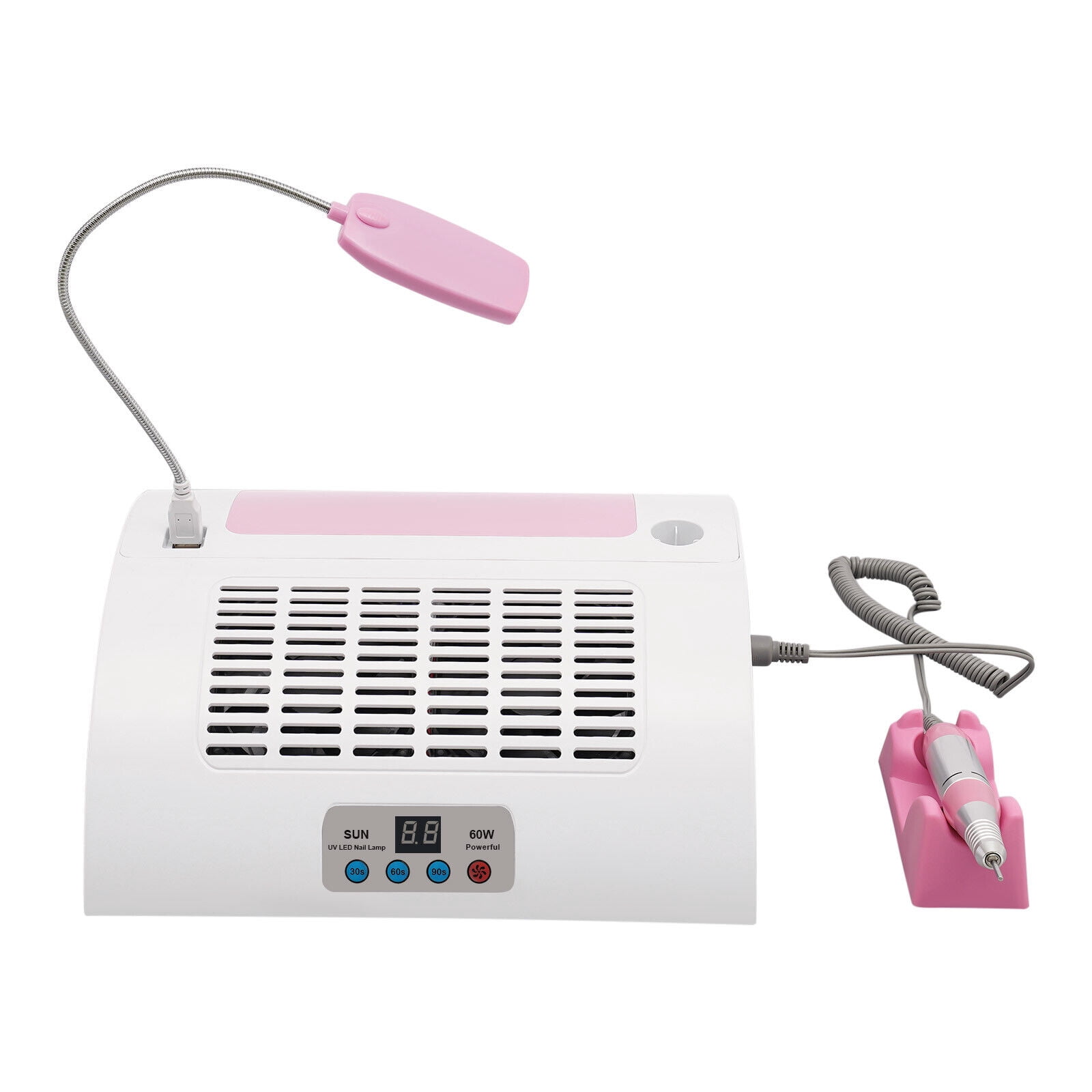 5 In 1 Timing Nail Lamp Salon Manicure Light Nail Dust Collector Dry Nail Gel Polishi Nail Drill Hand Rest
