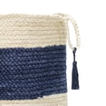thumbnail image 5 of LR Home Woven Round Jute 17" Storage Basket with Handles, Indigo/White Mid Stripe, 5 of 7