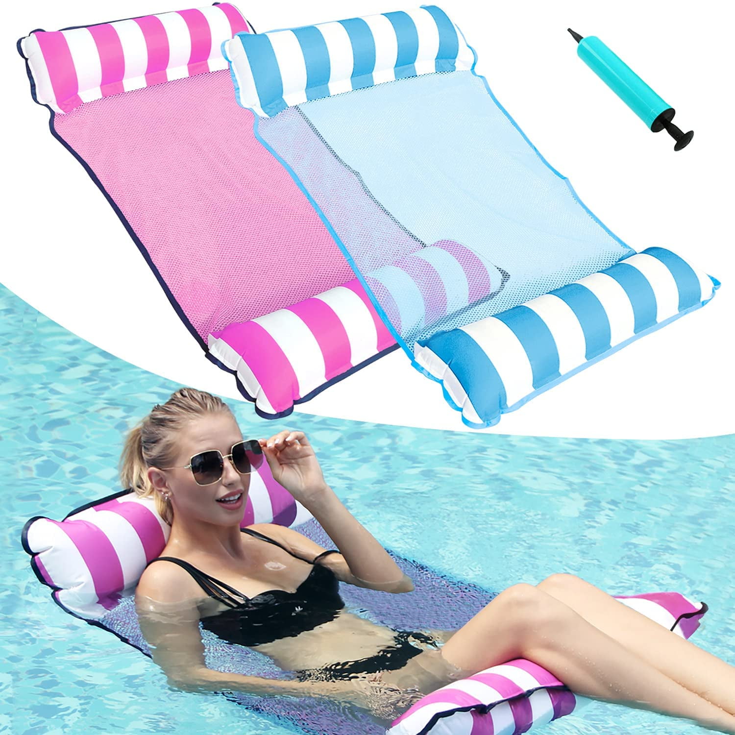 2 Pack Water Hammock Float, Soft Lounge 