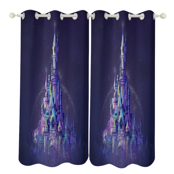 Magic Princess Fairytale Castle Kingdom Study Room Living Kitchen Bedroom For Blackout Curtain Printed 2 Panels
