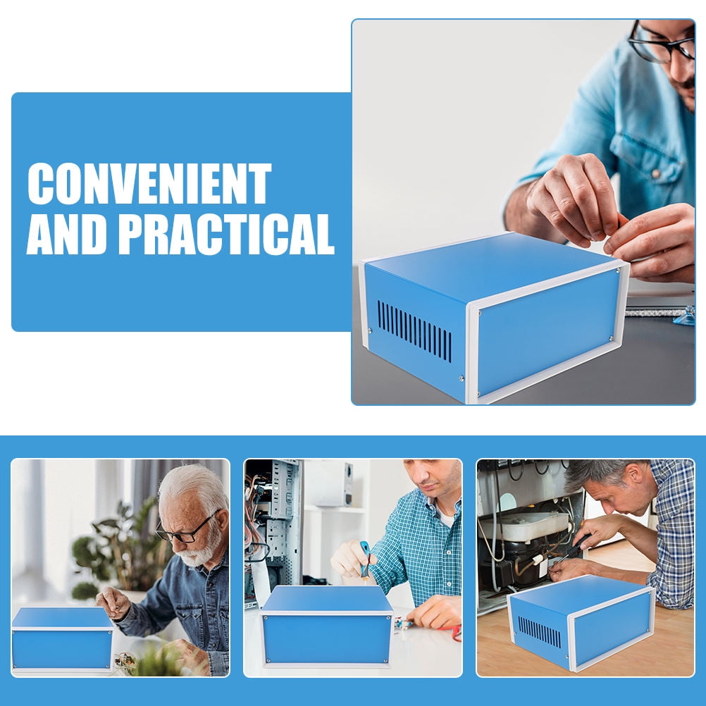 BESTOYARD Electronics Project Box Aluminum Enclosure Blue Weatherproof Electrical Box for Outdoor Use