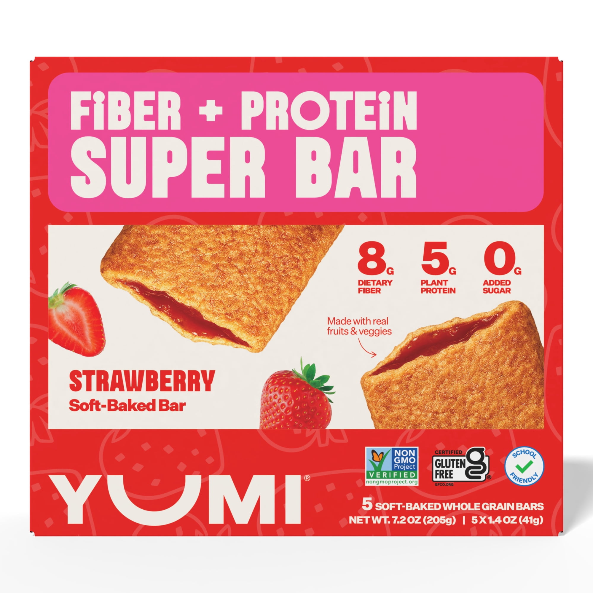 YUMI Fiber + Protein Soft-Baked Super Bars Strawberry- 7/2oz/5ct