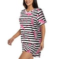thumbnail image 2 of Wukai Flamingos Women's Pajama Set,Short-Sleeve Top and Shorts with Elastic Waistband and Pockets for Loungewear, Yoga, and Casual Wear-Large, 2 of 8