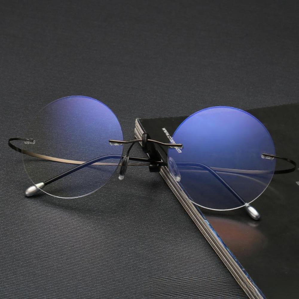 3 Pairs of Steve Jobs 48mm Retro Rimless Blue Light Blocking Oversized Reading Glasses 1.50, Mens Round Presbyopic Glasses Womens Lightweight Flexible Black Readers +1.50 Strength
