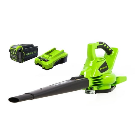 Greenworks 40V 340 CFM Leaf Blower/Vacuum with 4.0 Ah Battery and Charger, 24322
