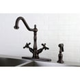 thumbnail image 5 of Kingston Brass KS1238BEXBS Mono Deck Mount Kitchen Faucet with Lever Handle & Brass Sprayer, Satin Nickel, 5 of 6
