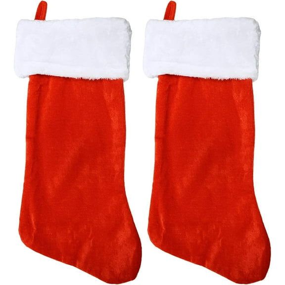 Supply via Classic Christmas Stockings Red & White Plush 18" Set of 2