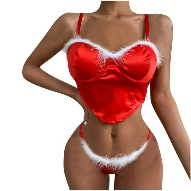 Cbcbtwo Lingerie for Women, Women Christmas Underwear Bra Panties Skirt  Underclothes Underpants Lingerie Roleplay Sets on Clearance 