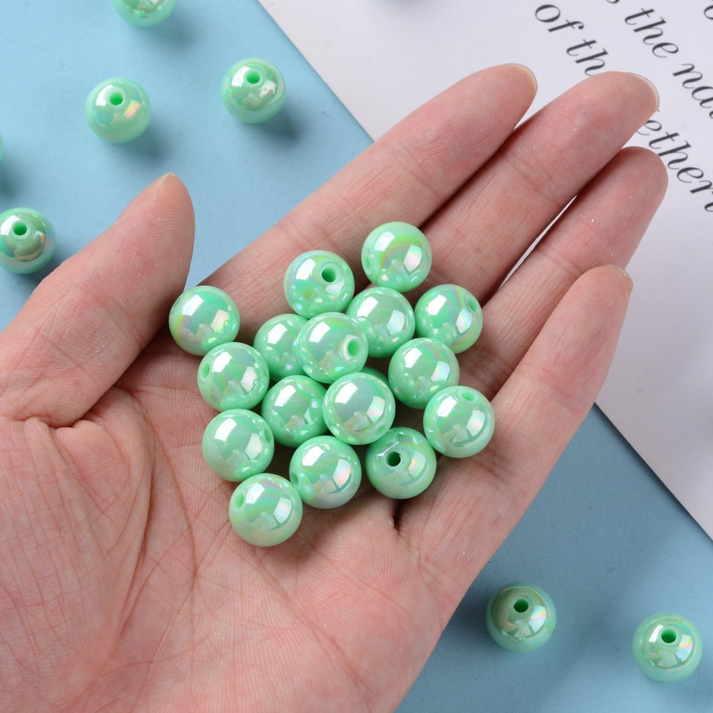 Opaque Acrylic Beads AB color Plated Round Aquamarine 12x11mm Hole: 2.5mm 566pcs/500g