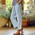 thumbnail image 2 of IDALL Linen Pants Women Wide Leg Pants Woman Women Retro Striped Design Loose Pocket Patchwork Casual Pants Lounge Pants Women Baggy Pants Sky Blue 4XL, 2 of 5