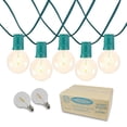 thumbnail image 1 of Novelty Lights 50 Feet G40 LED Patio String Lights with 50 Bulbs, Warm White, Weather Resistant and Shatterproof Replaceable Plastic Globe Bulbs, Green Wire, 1 of 8
