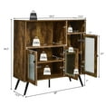 thumbnail image 4 of Giantex Industrial Side Cabinet, Kitchen Sideboard w/Tempered Glass Doors, Non-Toppling Device & Adjustable Shelves, Wooden Cupboard for Dining Room, Rustic Brown, 4 of 8