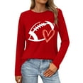 thumbnail image 2 of Red Women's Long Sleeve T-shirt, Sweatshirt Women Cute Football Graphic Pullover Shirt Football Season Long Sleeve Tops,Women's Long sleeve T-shirt XXL, 2 of 4