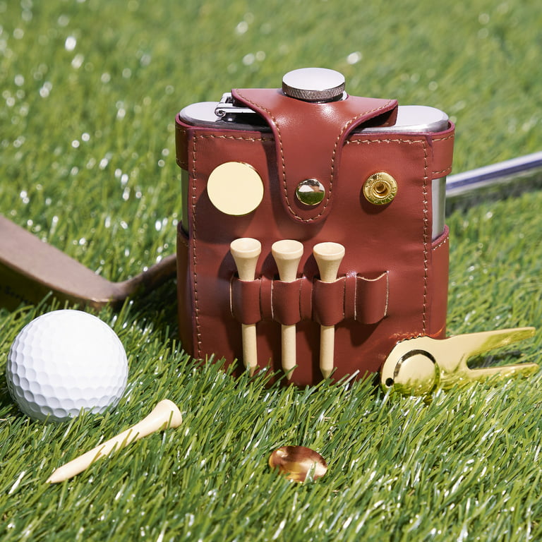 True Golfer's Flask - Stainless Steel Flask and Gold Drinking