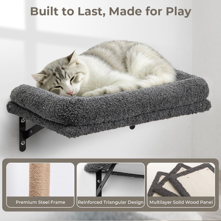 DOMIPET 5-in-1 Wall-Mounted Cat Shelves, Gray photo 7