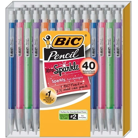 Bic Xtra-Sparkle Mechanical Pencil, Medium Point (0.7 mm), #2 HB, Assorted Colors,