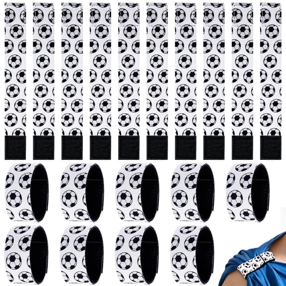 20 Pcs Soccer Sleeve Holders - 7.4" Soccer Shirt Sleeve Straps, White & Black Sports Sleeve Ties for Men Women Teens