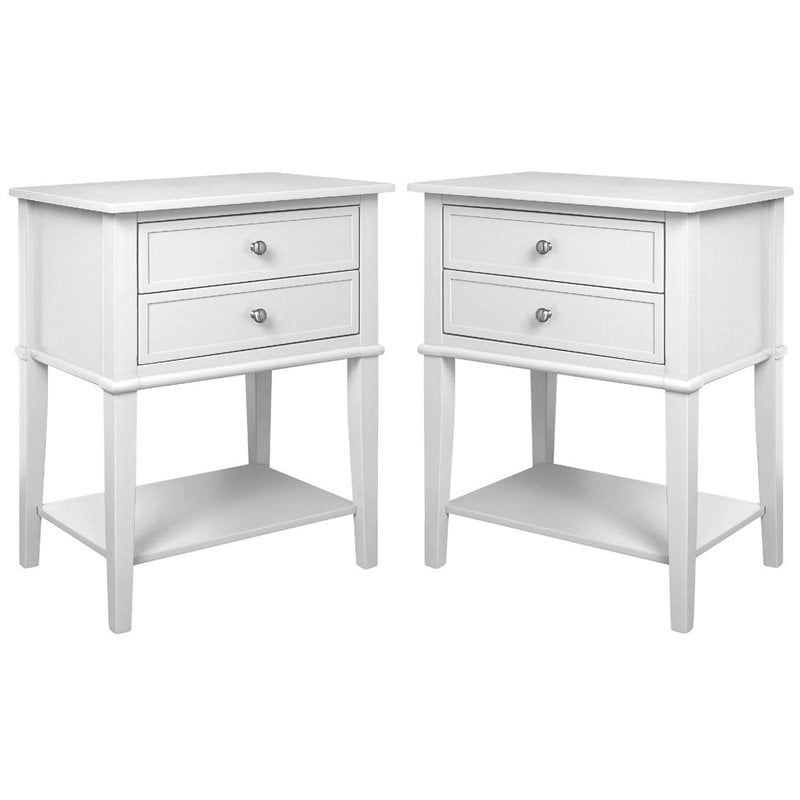 Ameriwood Home Franklin Wood Accent Tables with Drawers in White (Set