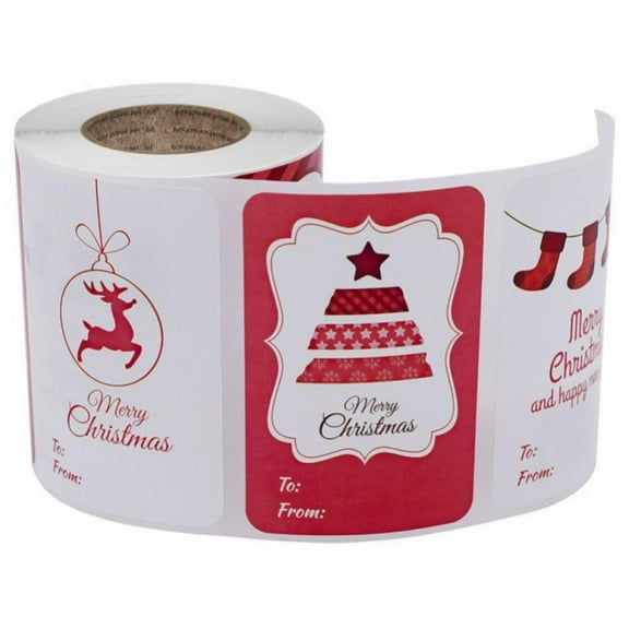 Self Adhesive Color Christmas Gift Tags Santa Claus Stickers,Name Writable Label for Xmas Winter Holiday Presents Package Envelope