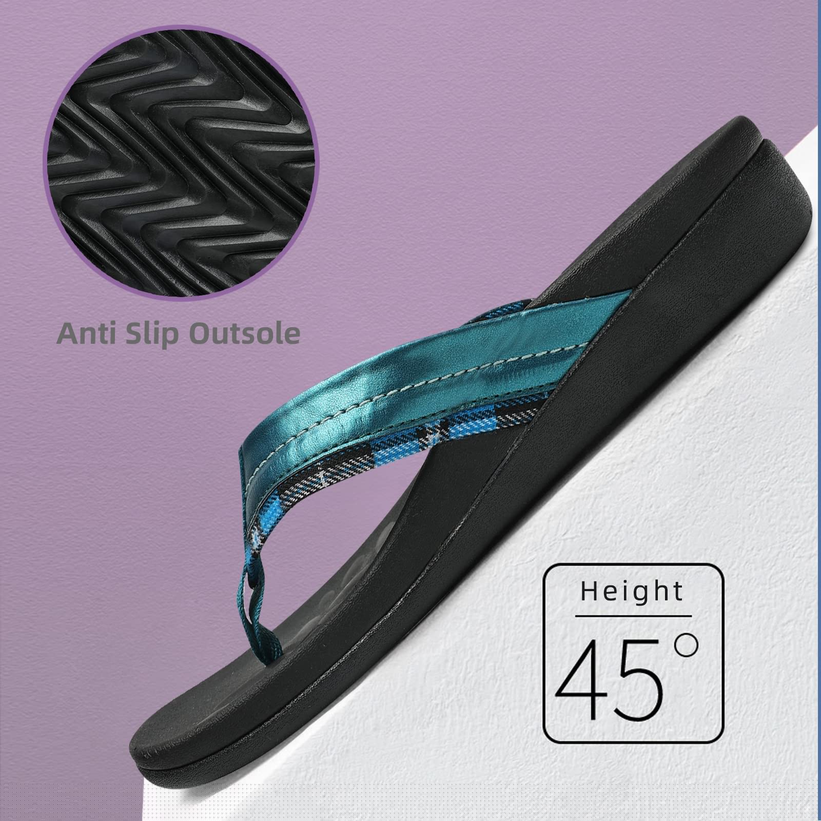 thumbnail image 6 of Orthopedic Walking Sandals with Arch Support, Casual Plantar Fasciitis Flip Flops for Flat Feet, Comfortable Cushioned Foam Slippers for Beach Summer, 6 of 7