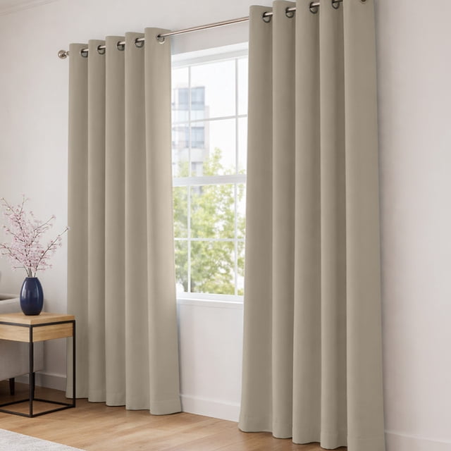 Cortinas Blackout 275cm Ancho X 215cm De Largo En 2 Paneles, 100% Microfibra Poliéster TAUPE