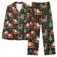 thumbnail image 3 of VBTAPA Womens Cute Pajama Sets 2024 Christmas Printed Long Sleeve Button Down Shirt and Wide Leg Pants Matching Lounge Set 2 Piece Holiday Sleepwear with Pockets Cyber and Monday DealsMulticolor XXL, 3 of 6
