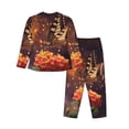 thumbnail image 2 of Kll Butterfly Sitting On A Flower Print Women'S Long Sleeve Pajamas With Pants Sleepwear Loungewear 2 Set-Medium, 2 of 9