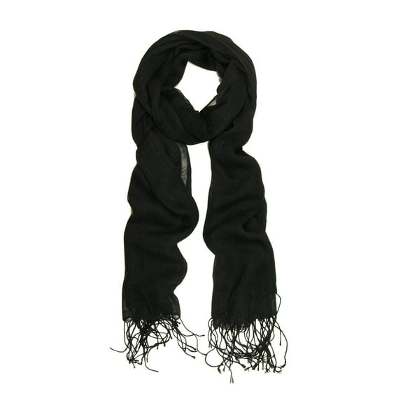 TrendsBlue Elegant Solid Color Viscose Fringe Scarf
