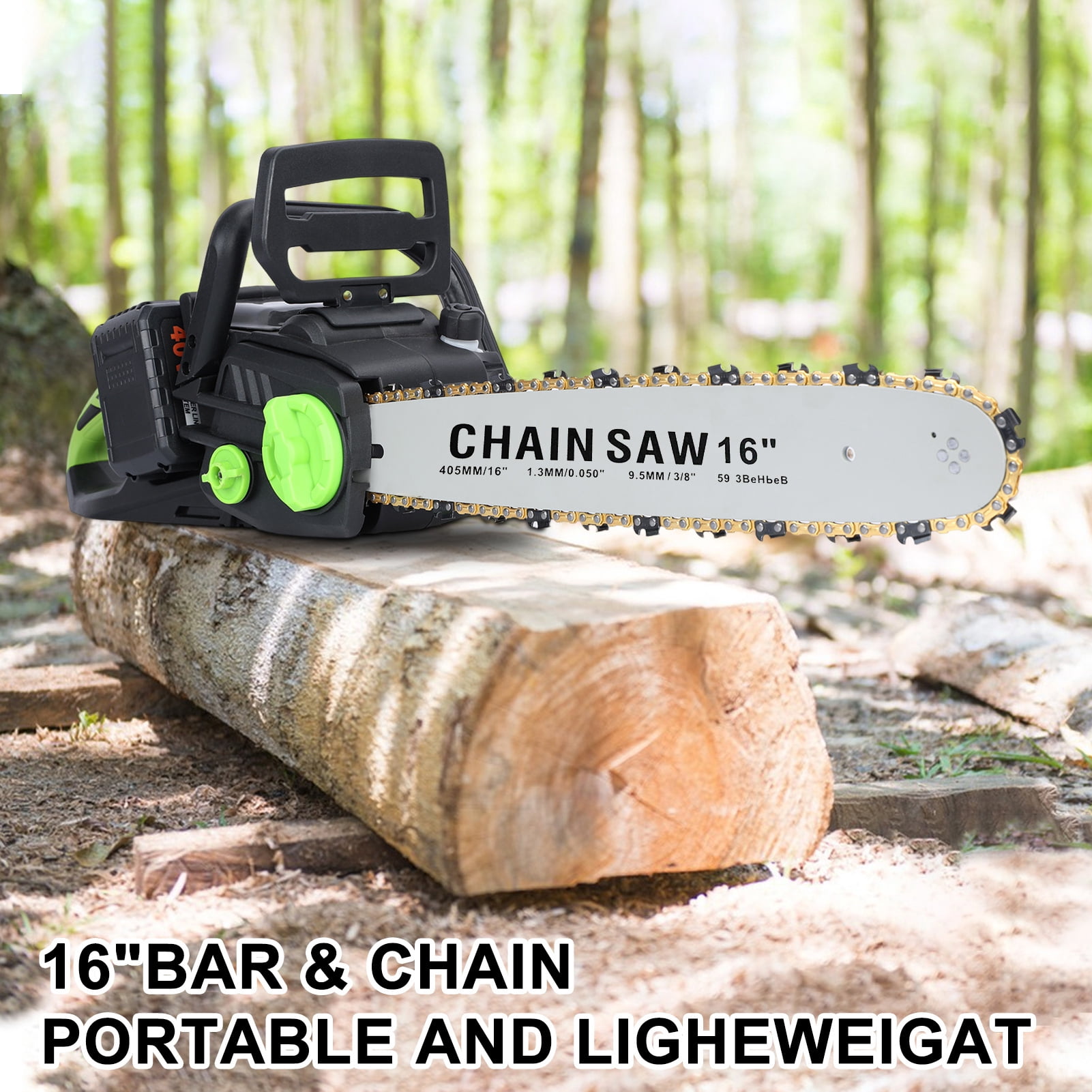 Cordless Chainsaw, 16Inch Brushless Motor Electric Chainsaw, Battery Powered Chainsaw with 2 Batteries, Auto-Lubrication Chain Saw for Tree Felling, Pruning, Logging and Firewood