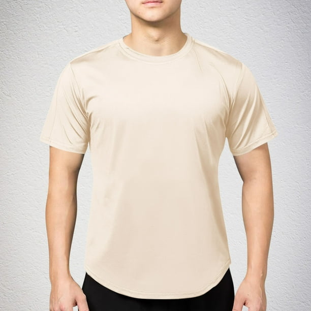 pstuiky camisetas para hombre, Camisa informal de manga corta con botones y cuello redondo para hombre, color liso ropa de hombre xl