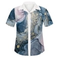 thumbnail image 4 of Moda mujer solapa impresión botón frontal cárdigan manga corta camisa Tops abrigo Pompotops  hkajfhjk474188, 4 of 4