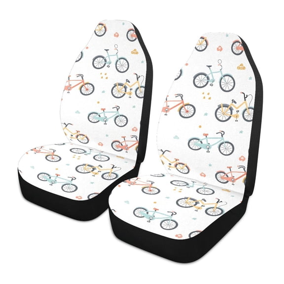 ALAZA Cartoon Bike Car Seat Covers 2 PCs Universal Auto Front Seats Interior Protector