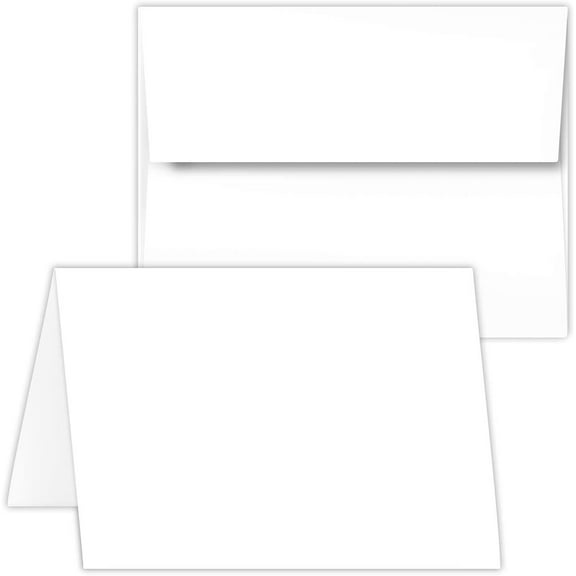 Greeting Cards Set - 4.25 x 5.5 Inches Blank White Cardstock & Envelopes Perfect for Business, Invitations, Bridal Shower, Birthday, Gift, Invitation Letter, Weddings & All Occasion - Bulk 50 Set