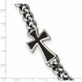 thumbnail image 5 of Stainless Steel Polished Black Carbon Fiber Inlay Cross 8.5In Bracelet (8.5 X 10) Made In China -Jewelry By Sweet Pea, 5 of 8