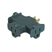 Hyper Tough Heavy Duty 3 Way Grounded Outlet Green Indoor Use Adapter, 15 Amps