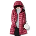 thumbnail image 2 of Women Down Jacket Long Ultra Light Thin Coat Autumn Winter Casual Puffer Jacket Slim Hooded Parka Coat Loose Fit female clothes, 2 of 7