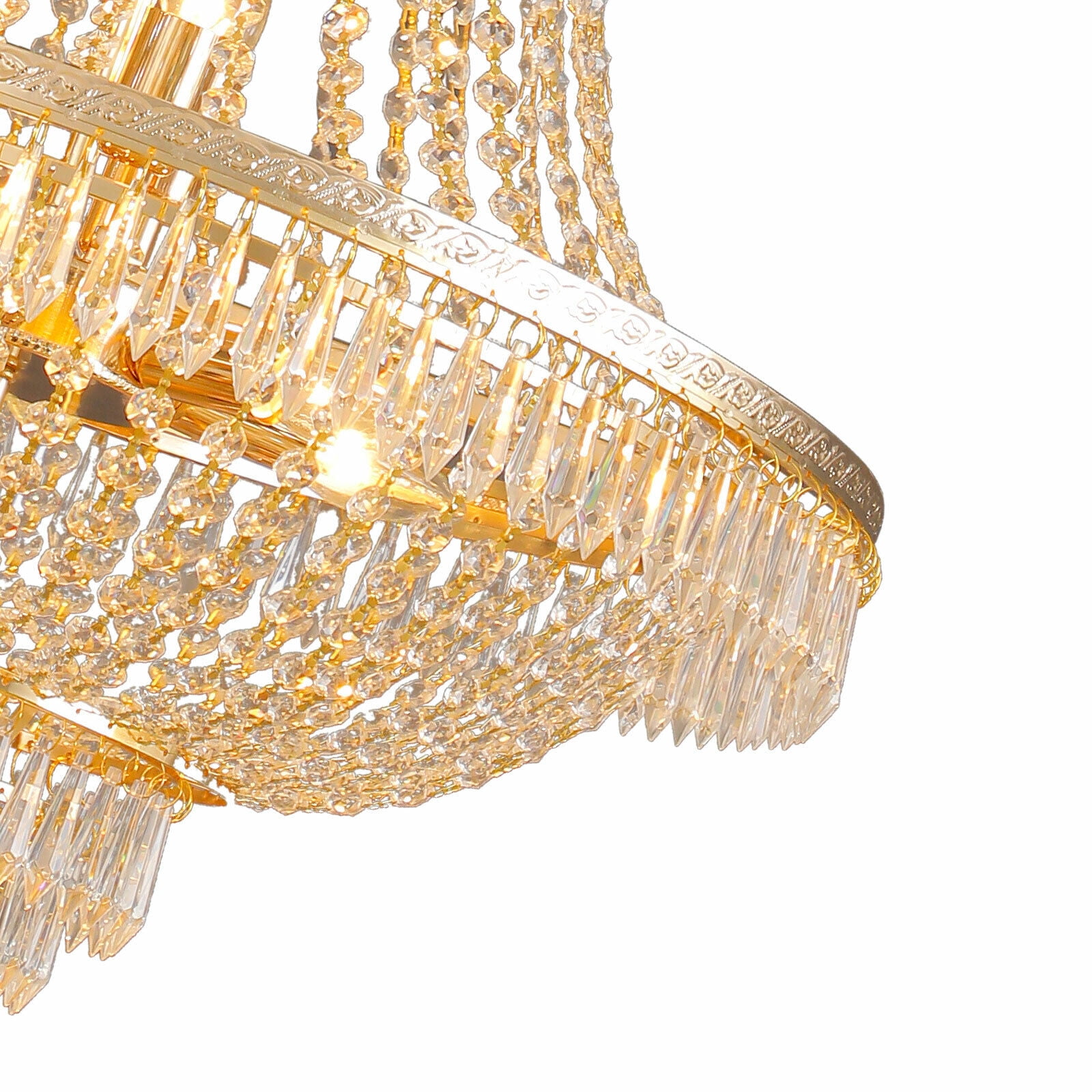 FETCOI Modern Luxury K9 Crystal Chandelier Home Ceiling Light Pendant Lighting Fixture