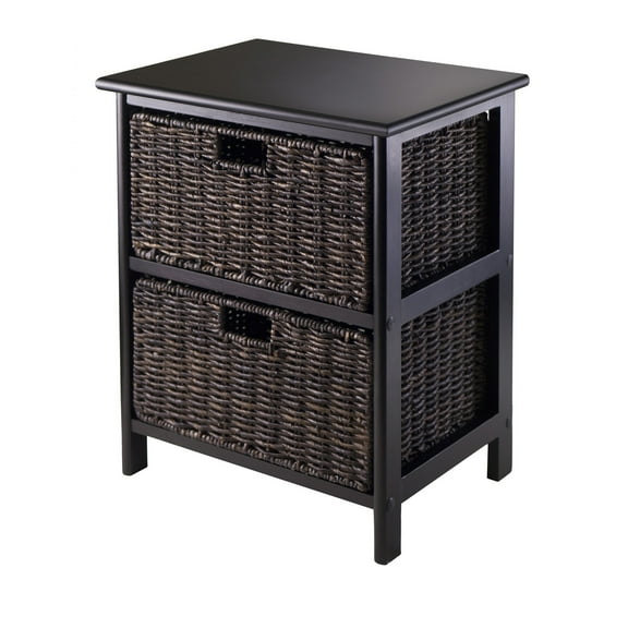 Contemporary Home Living 20.25" Black Unique Omaha Storage Rack with 2 Foldable Baskets